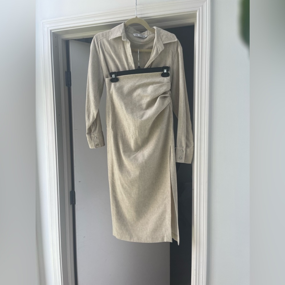 Zara Beige Midi Skirt